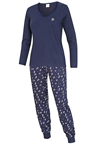 kbsocken Damen Schlafanzug Lang Pyjama Sleepwear Nachtwäsche Langarmshirt 100% Baumwoller (M) von kbsocken