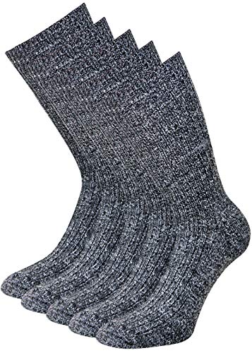 Wintersocken Wollsocken ohne Gummi auch für Diabetiker geeignet Damen Herren (43-46, 5 Paar anthrazit) von kbsocken