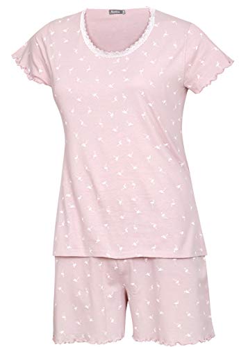 kbsocken Damen Schlafanzug Schlafwäsche Pyjamaset grau grün rosa Spitze (Rosa, m) von kbsocken