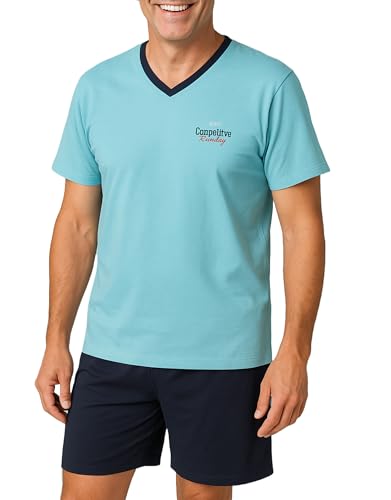 kbsocken Herren Schlafanzug kurz 100% Baumwolle Herrenschlafanzug Short Kurzer Schlafanzug Shorty Pyjama kurz Nachtwäsche Herren in den Größen M L XL XXL 3XL von kbsocken