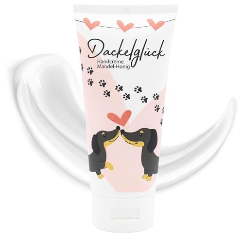 kda Dackelglück Handcreme Mandel-Honig 100 ml - Dackel Design - Pflege Kosmetik Damen Dackelfreunde Dackelliebe Sausagedog Hund Hunde Geschenk Mitbringsel (3) von kda