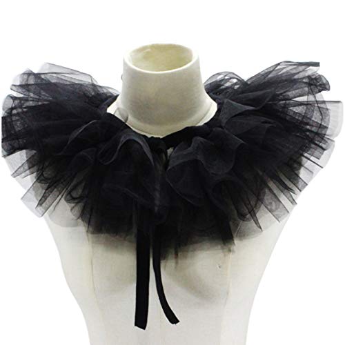kdjsic Frauen Victorian Rüschen Mesh Fake Collar Schal Retro Layered Tulle Abnehmbare Halskrause Dekorative Clown Cosplay Halsreif von kdjsic