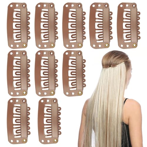 10 Pieces Haarverlängerung Clips, 6-Zähne-U-förmige Druckknöpfe Mit Gummi-Metall-Druckknöpfen – Kein Nähen Nötig, Passend Für Haarverlängerungen Für Männer Und Frauen () von kdkskss