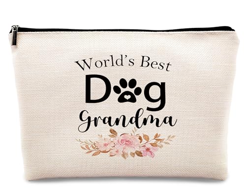 kdqua Make-up-Tasche für Hundeliebhaber, Geschenke für Frauen, Großmutter, Oma, Oma, Geschenk von Enkelin, Hundemutter, Geschenk für Hunde, Oma, Gigi, Mimi, Leinen, Kosmetiktasche, Reise-Kulturbeutel von kdqua