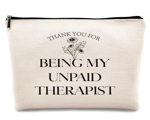 kdqua Make-up-Tasche mit Aufschrift "Thank You for Being My Unpaid Therapeut", Geschenk für psychische Gesundheitstherapeuten, Geschenke für Frauen, Mädchen, Freunde, inspirierende Therapeuten, von kdqua