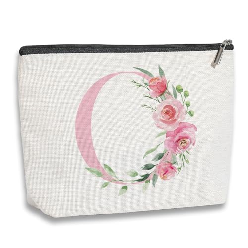 KDXPBZ Make-up-Tasche mit Initiale – personalisierte Kosmetiktasche für Frauen, Brautjungfergeschenke, Geburtstagsgeschenke, Pink, 7.1*9.1in, O KDXPBZ Make-up-Tasche mit Initiale – personalisierte Kosmetiktasche für Frauen, Brautjungfergeschenke, Geburtstagsgeschenke, Pink, 7.1*9.1in, O von kdxpbpz