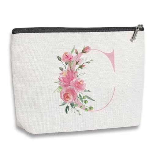 KDXPBZ Make-up-Tasche mit Initiale – personalisierte Kosmetiktasche für Frauen, Brautjungfergeschenke, Geburtstagsgeschenke, Pink, 7.1*9.1in, C KDXPBZ Make-up-Tasche mit Initiale – personalisierte Kosmetiktasche für Frauen, Brautjungfergeschenke, Geburtstagsgeschenke, Pink, 7.1*9.1in, C von kdxpbpz