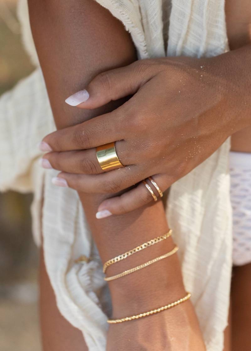 Breiter Vermeil Gold Zigarren Bandring - Kahekili von kealohajewelry