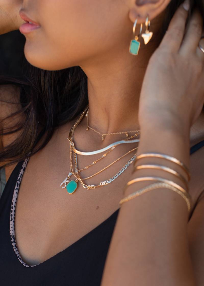 Chrysopras Edelstein Gold Anhänger Halskette - Anuhea von kealohajewelry