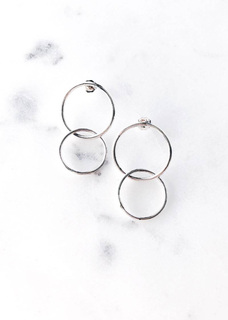 Doppel Silber Hoop Ohrstecker - Lilinoe, Sterling Ohrstecker von kealohajewelry