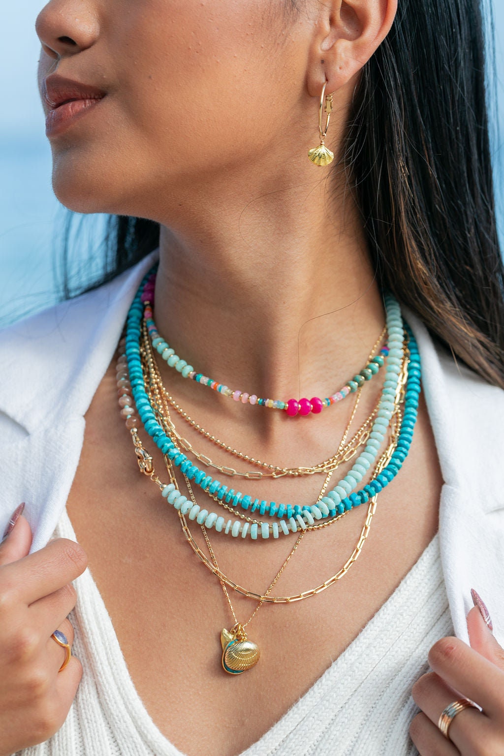 Gemischte Regenbogen Edelstein Und Perlen Halskette - Kainui von kealohajewelry