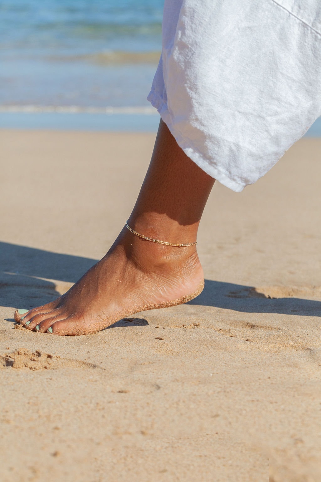 Gold Flach Figaro Kette Fußkettchen - Kaipo'i von kealohajewelry