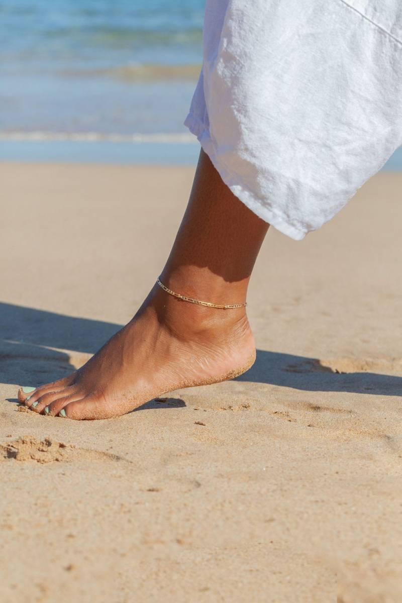 Gold Flach Figaro Kette Fußkettchen - Kaipo'i von kealohajewelry