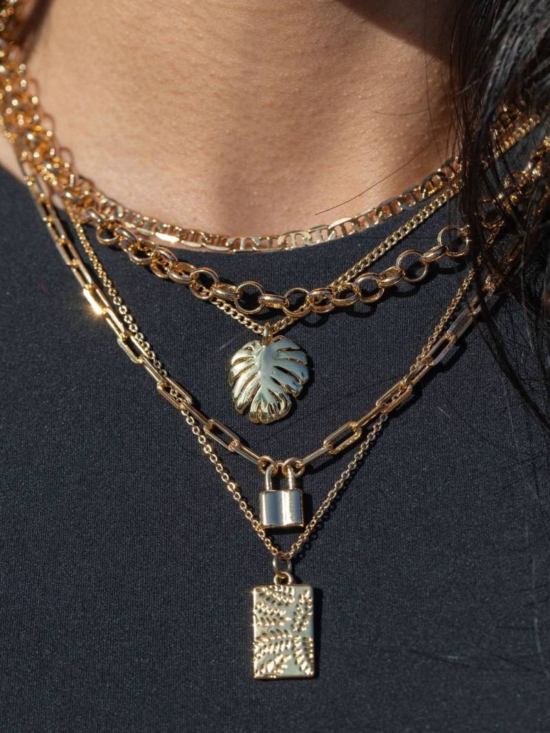 Gold Monstera Blatt Halskette - Kini von kealohajewelry