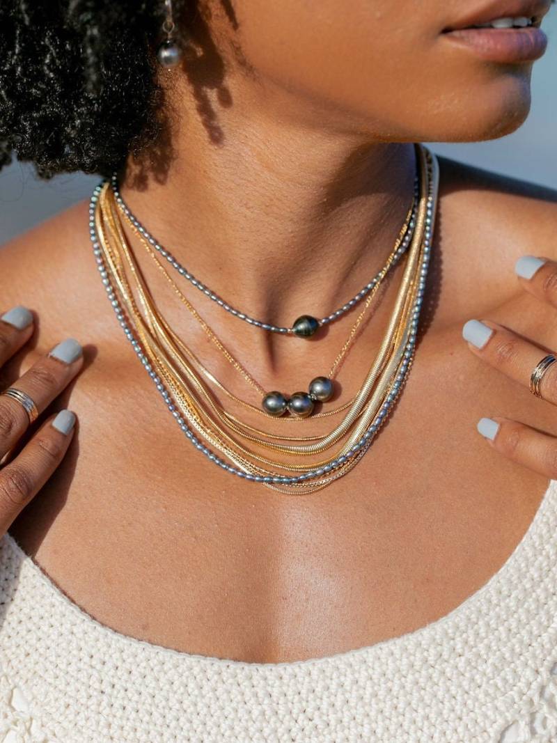Gold Triple Floating Tahitiperlen Halskette - Mililani von kealohajewelry