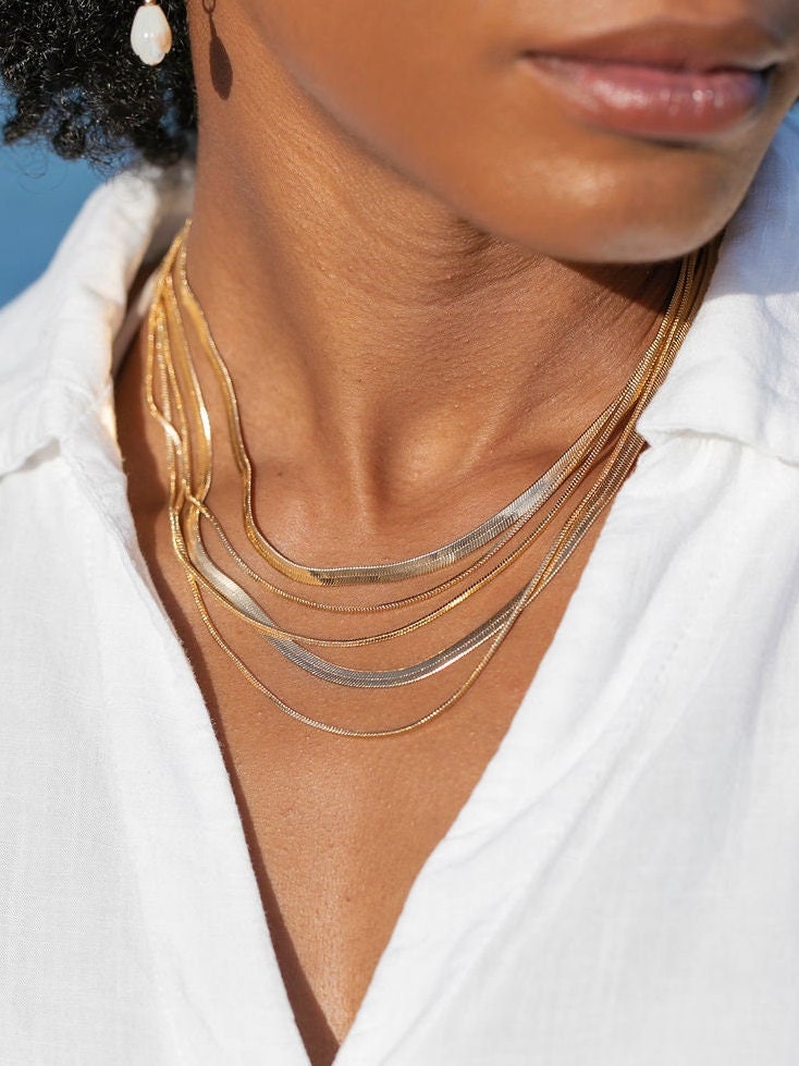 Mini Gold Fischgrätenkette - Laka von kealohajewelry