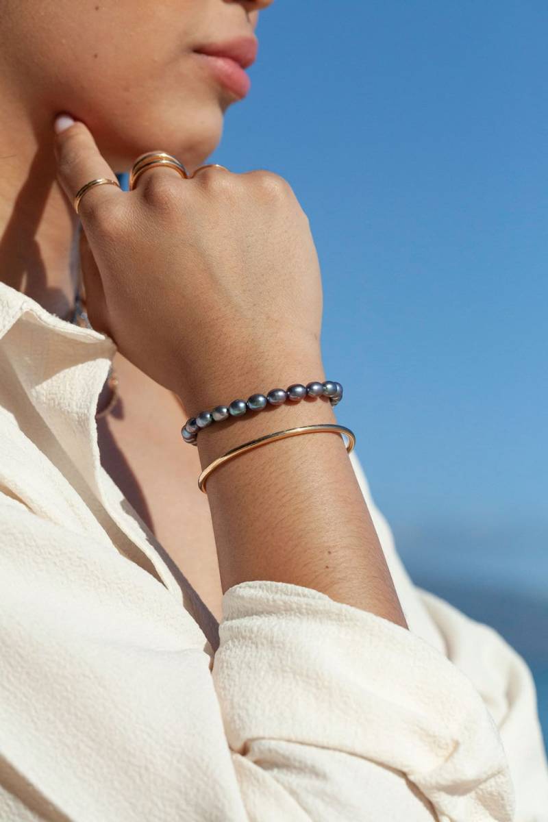 Pfau Perlen Armband Mit Verstellbarer Goldkette - Keilani von kealohajewelry