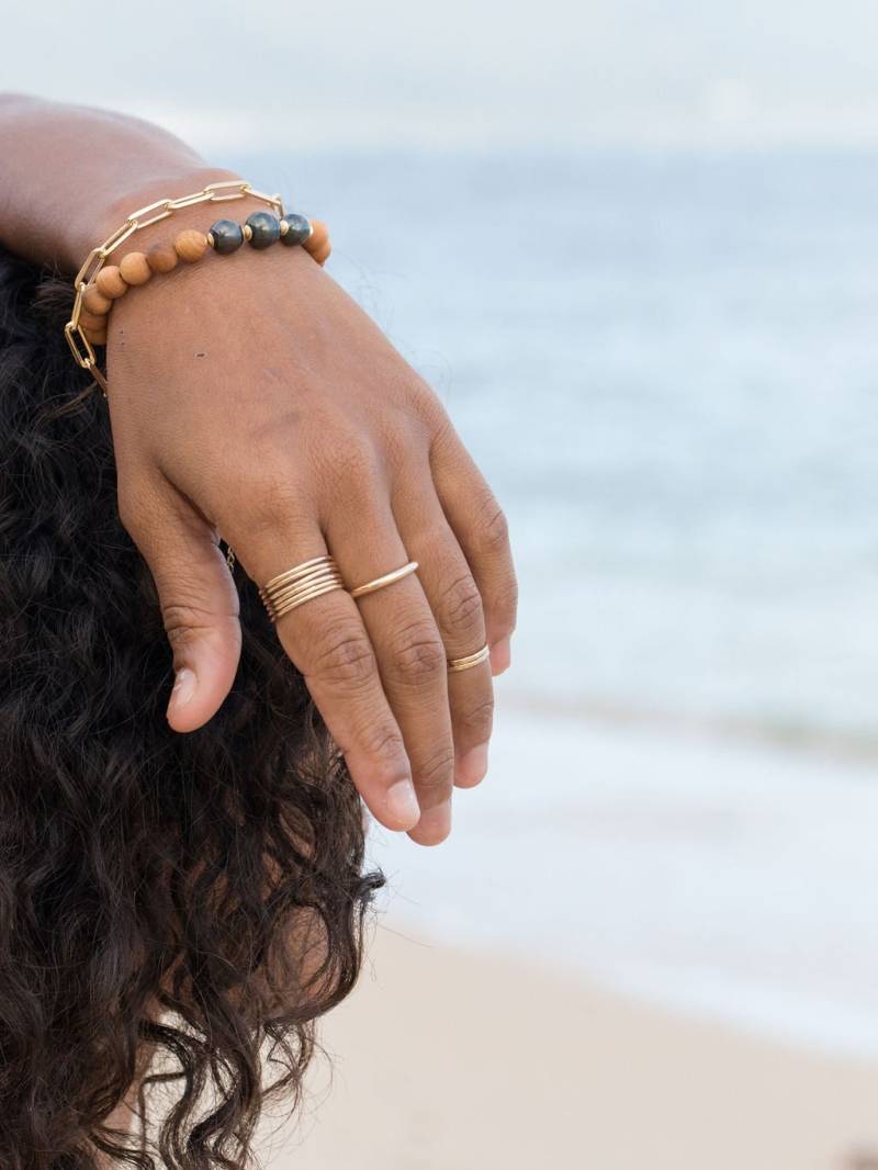 Glatter Goldstapel Ring - Kaipo von kealohajewelry