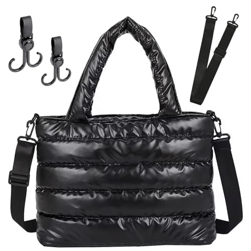 kedaa Puffy Tot Bag mit seinem Zubehör, Puffer-Tragetasche für Damen, Wickeltasche, klinische Tasche, Reisen, Arbeit Pufftasche, Schwarz, Medium von kedaa