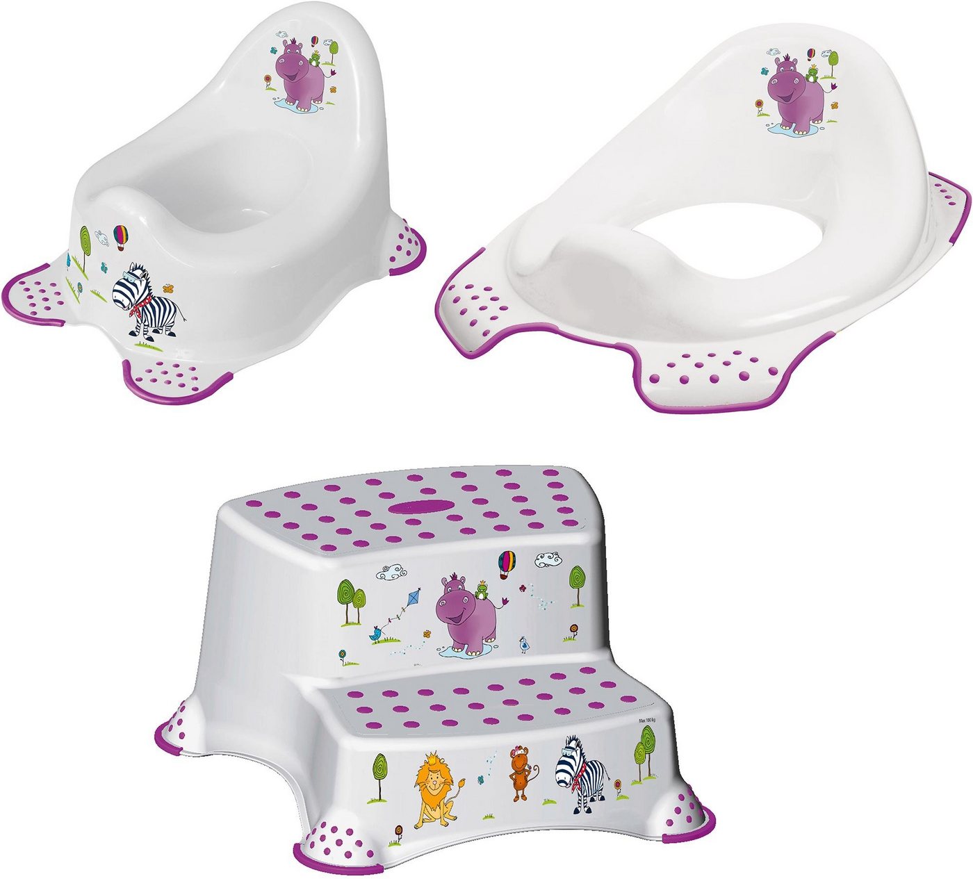 keeeper Töpfchen Hippo, weiß, (Set, 3-tlg), Kinderpflege-Set - Töpfchen, Toilettensitz und Tritthocker von keeeper