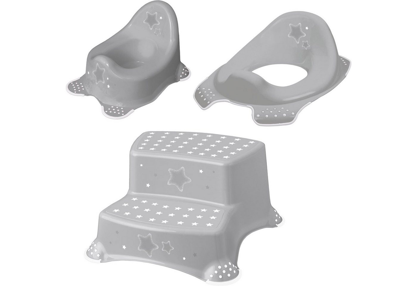 keeeper Töpfchen Stars, grau, (Set, 3-tlg), Kinderpflege-Set - Töpfchen, Toilettensitz und Tritthocker von keeeper