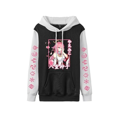 Anime Genshin Impact Yae Miko Kapuzenpullover für Männer und Frauen Unisex mit Kapuze und Tasche für Erwachsene und Jugendliche von keephen