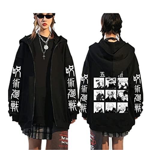 Anime Jujutsu Kaisen Zipper Gojo Satoru Hoodies Stilvolle Reißverschluss Mantel Jujutsu Kaisen Yuji Itadori Strickjacke Geschenk für Anime-Liebhaber von keephen