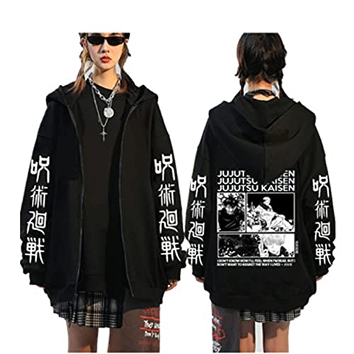 Anime Jujutsu Kaisen Zipper Gojo Satoru Hoodies Stilvolle Reißverschluss Mantel Jujutsu Kaisen Yuji Itadori Strickjacke Geschenk für Anime-Liebhaber von keephen