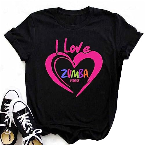 Damen Casual Top Grafik Kurzarm Sommer Sportliches T-Shirt Rundhalsausschnitt für Zumba Dance Fitness Training Damen Casual Top Grafik Kurzarm Sommer Sportliches T-Shirt Rundhalsausschnitt für Zumba Dance Fitness Training von keephen