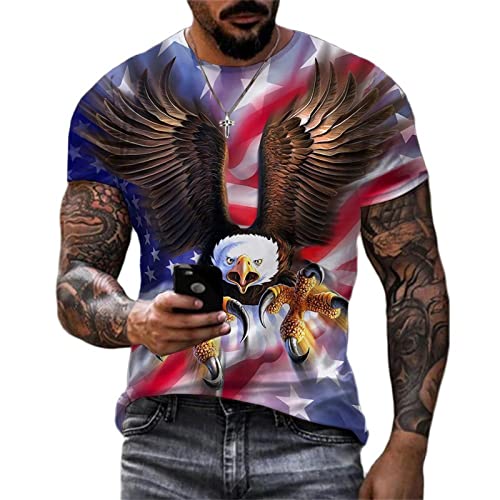 Der patriotische amerikanische Entwurf der Männer mit Adler und Flaggen T-Shirt Unabhängigkeits Eagle T-Shirts von keephen