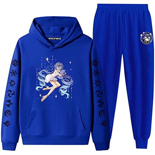 Genshin Impact Layla Hoodie und Jogger Pants Set Game Cosplay Harajuku Bedrucktes Kapuzen-Sweatshirt-Set für Männer und Frauen von keephen