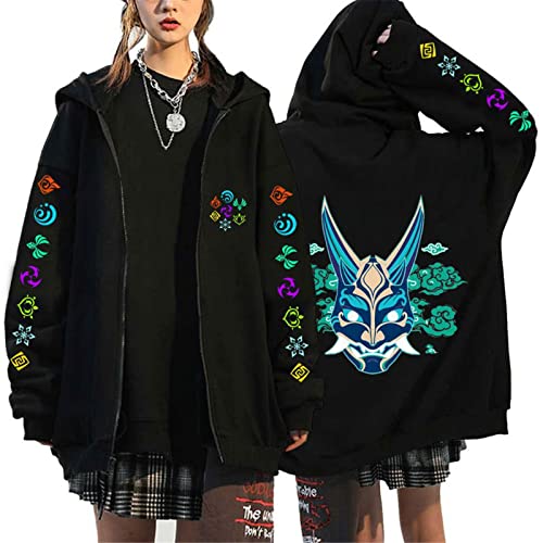 Genshin Impact Zipper Hoodie Männer Frauen Hooded Streetwear Harajuku Japanisch Anime Spiel Hu Tao Klee Grafik Zipper Sweatshirt Mode Jacke Mantel von keephen