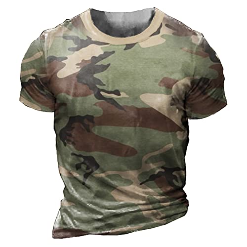 Herren Camouflage T-Shirt Sport Fitness Kurzarm T-Shirts Camo Rundhalsausschnitt Vintage T-Shirts von keephen