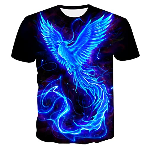 Herren Fire Phoenix Bird Print T-Shirt Sommer 3D Digital Print Kurzarm Top S-4XL von keephen