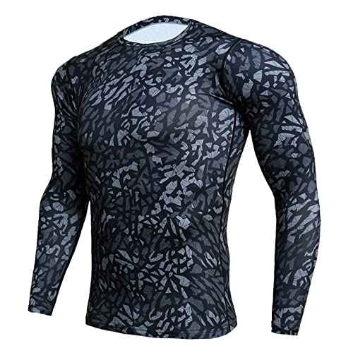 Herren Kompressionsshirt Baselayer Langarm Schnelltrocknend Rash Vest Camouflage Druck Stretch Atmungsaktiv Fitness Body Shaper Neoprenanzug Sport Top von keephen