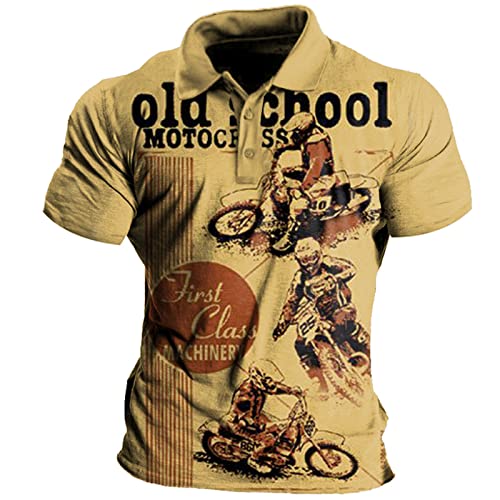 Herren Motorrad Rennen Motor Öl Polo Shirt Mode Retro Print Kurzarm Polo Shirts Sport Fitness T-Shirts von keephen