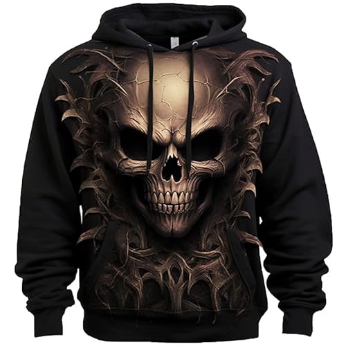 Herren Ripped Skeleton 3D gedruckte Kapuzenpullover Langarm Kapuze Sweatshirt Hip Hop Freizeitjacke Tops Sportbekleidung von keephen