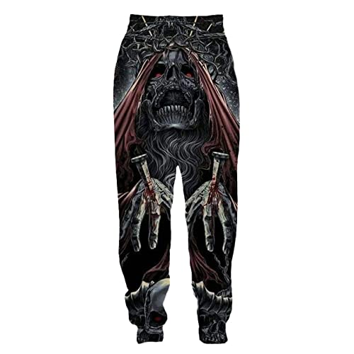 Herren Skull 3D gedruckte Joggerhose Hip Hop Gothic Skull Hose Baggy Sweatpants mit Kordelzug von keephen