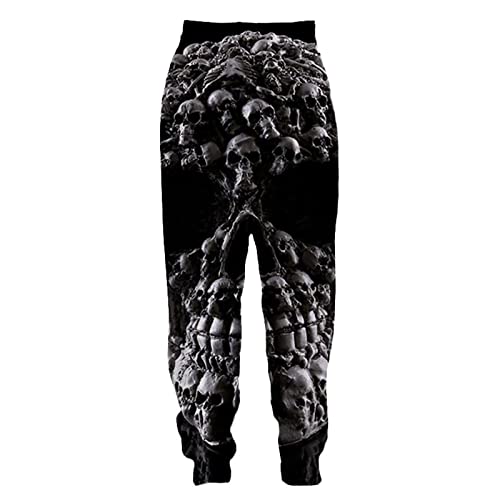 Herren Skull 3D gedruckte Joggerhose Hip Hop Gothic Skull Hose Baggy Sweatpants mit Kordelzug von keephen