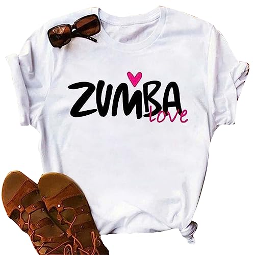 Zumba Athletic Top Grafik Kurzarm Rundhalsausschnitt T-Shirt Dance Workout Top Casual T-Shirt für Frauen Slim Fit von keephen