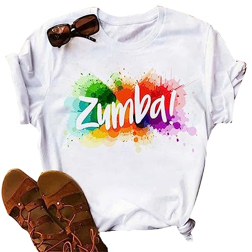 Zumba Athletic Top Grafik Kurzarm Rundhalsausschnitt T-Shirt Dance Workout Top Casual T-Shirt für Frauen Slim Fit von keephen