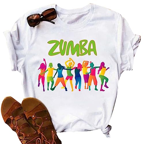 Zumba Athletic Top Grafik Kurzarm Rundhalsausschnitt T-Shirt Dance Workout Top Casual T-Shirt für Frauen Slim Fit von keephen