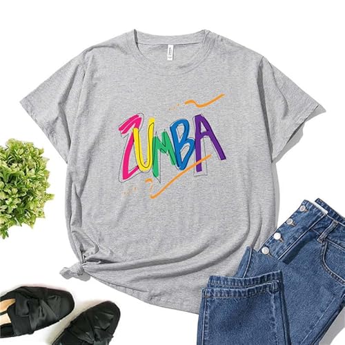 Zumba T-Shirt für Frauen bedrucktes kurzärmeliges lässiges Oberteil für 2023 Zumba Kurse Tanz Fitnesstraining von keephen