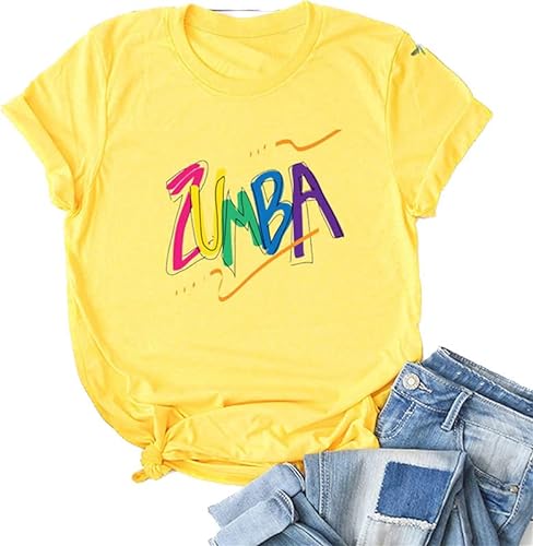 Zumba T-Shirt für Frauen bedrucktes kurzärmeliges lässiges Oberteil für 2023 Zumba Kurse Tanz Fitnesstraining von keephen