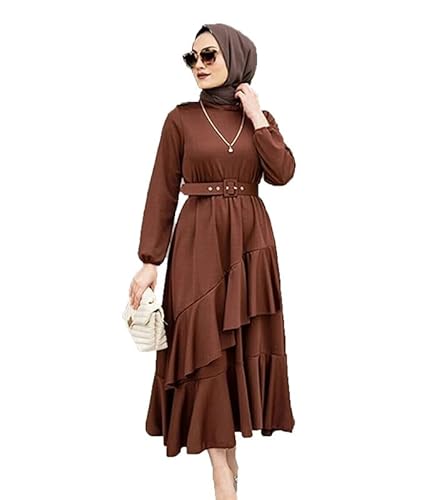 keephen Abaya für Fashion Muslimische Frauen Rüschen Maxikleid Türkisch Kaftan Eid Party Arabisches Kleid Jalabiya Caftan von keephen