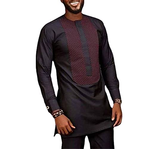 keephen Afrikanischer Anzug für Männer Trainingsanzug Dashiki Stickerei Hemden + Hosen 2 Stück Set Ankara Outfits Kurta Set von keephen