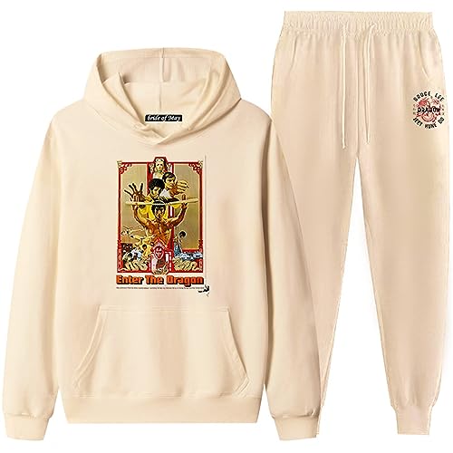 keephen Bruce Lee Hoodie + Jogginghose Set für Herren Kung Fu Martial Art Bruce Lee Kostüm 3D-gedruckter Trainingsanzug Zweiteiliges Set von keephen