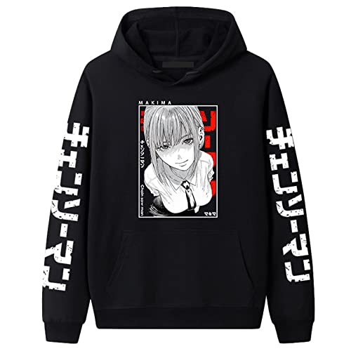 keephen Chainsaw Man Makima Hoodie für Damen Herren Anime Makima Cosplay Kostüm Bedruckt Langarm Sweatshirt Pullover Reißverschluss Jacke Harajuku Trainingsanzug von keephen