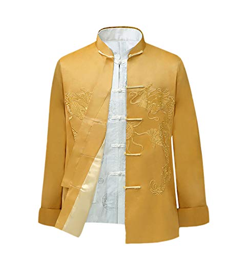 keephen Chinesisch Stil Tai Chi Hemd Kung Fu Tops Tang Anzug Herren Lange Ärmel Drachen Bestickt Jacke Mantel Oberbekleidung von keephen