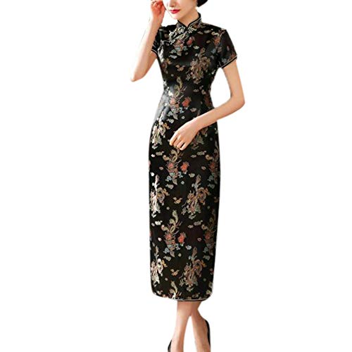 keephen Damen Cheongsam Lange Retro Qipao - Stehkragen Slim Chinesisch Hochzeit Kleid von keephen